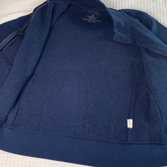 LL Bean navy blue zip up sweatshirt with velvet accents size small - Picture 8 of 10